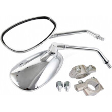 Yibid Compatible Chrome Oval Motorcycle Rearview Side Mirrors 10mm, with 7/8" Handlebar Mount Compatible Honda Kawasaki Suzuki Custom Cruiser Chopper