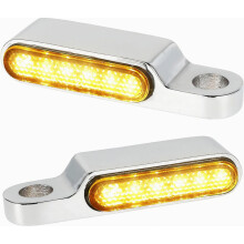 Clignotants LED miniatures pour moto (2 pièces), compatibles avec guidon, fixations pour rétroviseurs (boulons de 8 mm), design britannique.