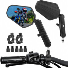 E24 Adventure Motorcycle Mirror Anti-Glare Motorbike Bar EndSide Mirror | E-mark Motorcycle Mirror, Foldable Motorbike Handlebar Mirror Compatible Ad