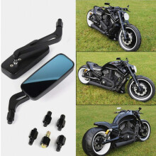 Compatible Black Rectangle Bobber Mirrors Blue Mirror Reducing Glare Motorcycle Rear View Mirrors Compatible Harley Honda Kawasaki Cruise Dirt Bike B