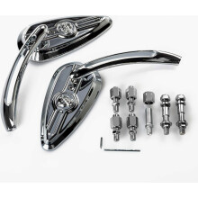 Pair of rearview mirrors Custom mirrors Moto Chrome DX + SXadapters British Design