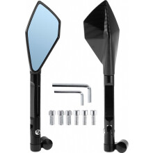 Rétroviseurs latéraux réglables pour moto, en alliage d'aluminium noir, fixation M8/M10, forme prismatique, design britannique.