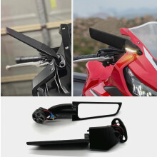 Espejo retrovisor lateral giratorio para motocicleta con intermitente integrado, compatible con Honda, Suzuki, BMW, Yamaha, Kawasaki, Triumph, Aprili