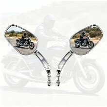 Motorcycle Rearview Mirror Wide Angle Blind Spot Free UltraLarge Field Of View 8MM Chrome Rear View Side Mirrors Compatible Street Bob FXDB Iron 883