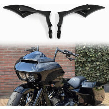 Mustat moottoripyörän Sportster-peilit, jotka ovat yhteensopivat Harley Road King Streetin, Electra Glide Road Glide Dyna Softailin, peruutuspeilien