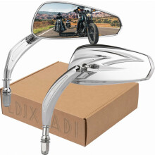 Rétroviseurs chromés pour motos compatibles Harley Road King, Street Electra Glide, Road Glide, Dyna et Softail (1982-2020) (Chrome)