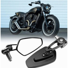 Rétroviseurs de moto Indian Scout Bobber Criuser noirs 7/8" usinés CNC, design britannique