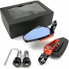 jeu de rétroviseurs latéraux de guidon en aluminium compatibles avec les motos (22 mm), fixation orange, design britannique.