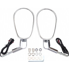Rétroviseur latéral noir 8 mm M8 pour moto avec clignotant LED, rotation à 360, compatible avec V-ROD, kart, buggy et UTV.