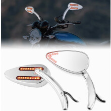 Wsays Motorfietsspiegels met rem- en knipperlicht LED-achterspiegel, druppelvormig model, compatibel met 8mm/10mm schroef. Geschikt voor Honda, Kawas