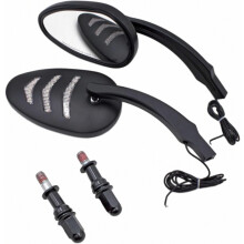 Rétroviseur Riloer 1 modifié compatible moto avec clignotant LED, rétroviseur latéral avec clignotant LED ambre compatible avec Harley M