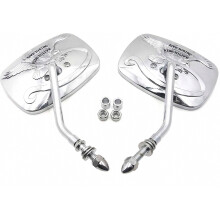 Rétroviseurs compatibles avec les motos sportives de rue HD, chopper cruiser Eagle Spirit Live to Ride, design britannique