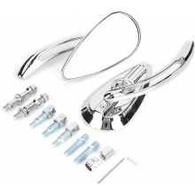 rétroviseurs chromés pour moto, motif crâne, en aluminium, pour moto tout-terrain.