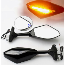 Accessoires compatibles avec Honda CBR1000RR 2004-2010 : rétroviseurs latéraux avec clignotants intégrés (couleur : noir 1), design britannique.