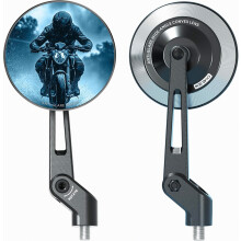 Aluminum Alloy Folding Motorcycle Mirrors Rainproof with M8M10 Screws, CNC Machined Anti-Glare Blue Lens, Various Adjustable Angles Compatible Motorc