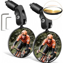 Bike Mirrors,2 PCS HD 360 Dregree Handlebar End Bicycle RearView Mirrors,Convex Mirror with Mounting Tool Compatible Electric Bikes,Road Mountain Soo