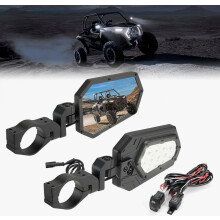 UTV zijspiegel van aluminium met twee compatibele spiegels, geschikt voor rolbeugels van 1,75" - 2" met voorruit, achteruitkijkspiegel compatibel met