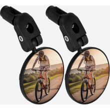 Bar End Bike Mirrors, HD Wide Angle Bicycle Rear View Mirrors, 360 Dregree Adjustable Rotation Handlebar Convex Mirror Compatible Mountain Road Bike