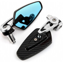 Rétroviseurs d'extrémité de guidon compatibles avec les motos, pivotants à 360, en aluminium, pour quads, scooters et VTT (argenté)
