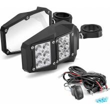 WSays 1,75" - 2" UTV-turvakaari, irrotettava sivupeili LED-valoilla ja johtosarjalla, yhteensopiva Polariksen, Hondan, KAWASAKI:n, YAMAHA:n ja Arctin