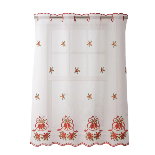 Christmas Snowflake Sheer Curtains White Gold Embroidered 1