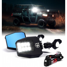 Xprite UTV Side Mirror Heavy Aluminum with LED Spotlights UTV Rearview Mirror Compatible with Pro-Fit Polaris Ranger General Can-Am Defender Maverick