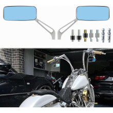 8mm 10mm Silver Motorcycle Rearview Side Mirrors Blade Compatible with Harley Sportster Custom Iron 883 Road King Street Softail Electra Glide Britis