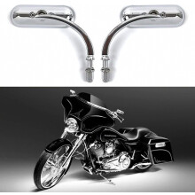 Chrome Oval Shape Motorcycle Mirrors,Upgrade Rearview Motorcycle Mirrors Compatible with Harley Road King Softail Street Glide Electra Dyna And More