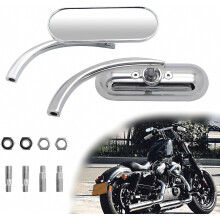 Motorcycle 8mm 10mm Oval Shape Mirrors Motorcycle Chrome Upgrade Rearview Mirrors Compatible with Harley Road King Softail Street Glide Electra Dyna