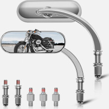 Rétroviseurs de moto compatibles avec guidons - Mini rétroviseur ovale chromé Sportster M10 compatible Harley Sportster XL 883 1200 Road King V-