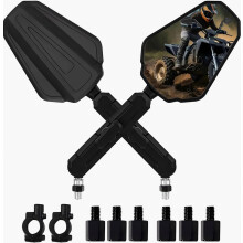 Adventure Motorcycle Mirrors, Foldable Motorbike Rear View Mirror | Compatible 10MM 8MM Screw and 7/8" Handlebar Compatible Dirt Bike Off-Road-Motorc
