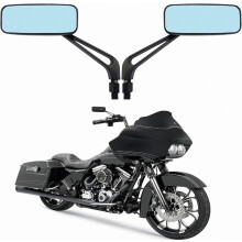 Rétroviseurs latéraux rectangulaires noirs 8 mm/10 mm compatibles avec les motos Harley, scooters, choppers, cruisers, Sportster, Dyna et Softa.