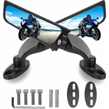 Große Motorrad-Rückspiegel, kompatibel mit Kawasaki Ninja 400, 300, 650, ZX-6RR; 360 drehbare Stealth-Spiegel, kompatibel mit Honda CBR250R, CBR600R