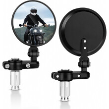 Compatible Motorcycle 7/8" (22mm) Bar End Rear View Mirrors| 3" Round Convex Foldable Side Mirrors Compatible with Honda, Scooter, Suzuki, Yamaha, Ka