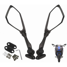 Rétroviseurs rabattables Minho compatibles avec Kawasaki ZX6R ZX-6R ZX636 EX300 EX400 EX500 EX650, Honda CBR650R, Yamaha FZ6R, couleur noire, miroir