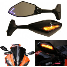 Rétroviseurs de moto avec clignotants LED, compatibles Honda, Kawasaki et Suzuki (design britannique).