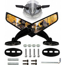 Rétroviseurs BlueStars, rétroviseurs discrets pivotants à 360 compatibles Honda et Kawasaki - 1 paire - Design britannique