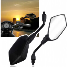 2 rétroviseurs de moto avec boulons de 8 et 10 mm, en fibre de carbone HD, compatibles avec les guidons, réglables à 360, grand angle.