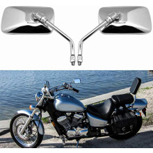 M10 Motorcycle Side Mirrors, Chrome Rectangle Motorcycle Rearview Wing Mirrors Compatible With Bobber ATV Street Bike Cruiser Chopper (Chrome) Britis
