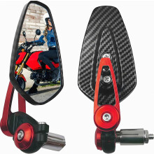 Carbon Fiber Motorcycle Bar End Mirrors, Rear View Motorcycle Mirror 22MM 7/8" Handlebar Mirrors Compatible with Most Kawasaki Z900 Z800 Honda Grom K