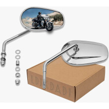 Chrome Sportster Mirrors Compatible Road King Street ElectraGlide Dyna Softail Road Glide Motorcycle Rearview 1982-2023 British Design