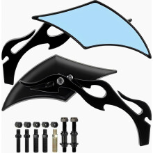 Compatible Motorcycle Mirrors Black Diamond Blue Lens | Compatiblement Compatible Harley Softail Dyna Sportster Street Bike Scooter Chopper Cruiser w