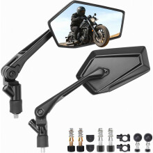 Compatible Motorcycle Mirrors with Integrated 1" Ball PhoneMount Base, Full Aluminum Alloy Foldable Side Rear View Mirrors Convex Design Compatible 7