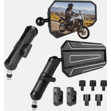 Adventure-Motorradspiegel, komplett aus Billet-Aluminiumlegierung, kompatibel mit M8- und M10-Schrauben, 7/8"-Lenkerhalterung, klappbare Rückspiegel,