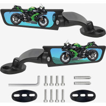 Motorcycle Mirrors Blue Anti-Glare Stealth Wind Wing Side Rearview Mirrors compatible Kawasaki Ninja 650 500 400 300 ZX10R ZX6R ZX4RR Suzuki GSXR 100