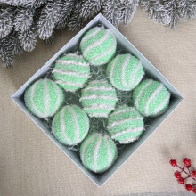 Mint Green Glitter Christmas Ornaments Set 2.4 Inch
