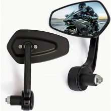 Motorcycle Handlebar Mirror Rear View Mirror, Compatible 7/8" 22mm Bar End Side Mirror Compatible Street Bike Cruiser Scooter Bobber, Cafe Racer, Sco