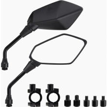 Espejos retrovisores laterales para motocicleta compatibles con scooter, ciclomotor, ATV y cruiser | Espejos para motocicleta con tornillos M8 M10, c