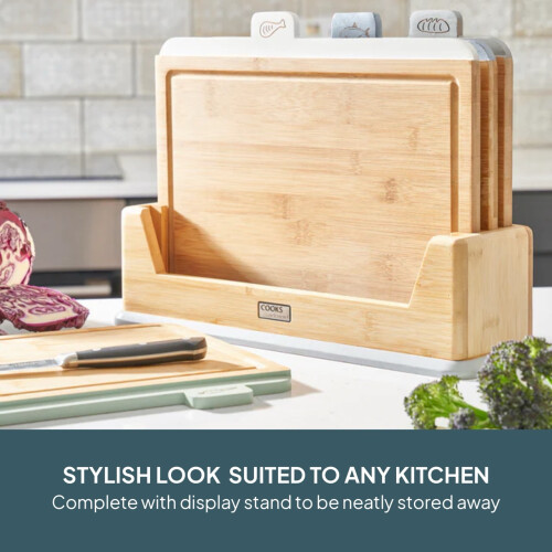 Cooks Professional Cooks Professional 4 Piece Bamboo Index Chopping Board Set | Multi-Coloured 1