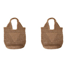 2X Borse da Spiaggia Moda Estiva Borsa A Tracolla da Donna Borsa Semplice Intrecciata A Mano Cava Borsa Morbida Borsa di Stoccaggio Casual e